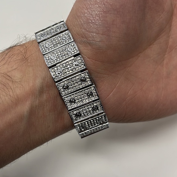 Mens silver square cz diamond watch - Picture 2 of 5